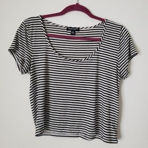 Black and white Striped Crop top